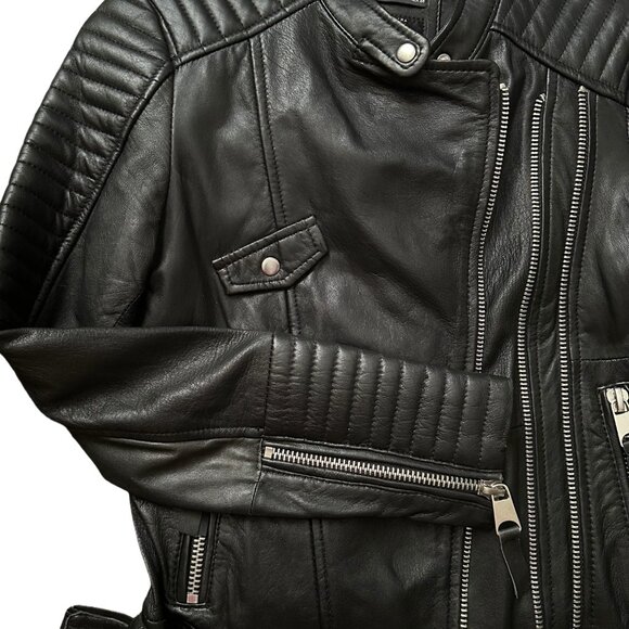 ZARA Trafaluc Women's Black Leather Moto Jacket – Size XS - Picture 3 of 10